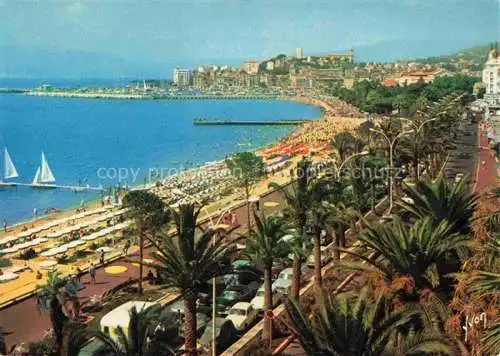 AK / Ansichtskarte  Cannes 06 La Croisette la plage et au fond le Suquel