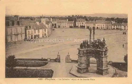 AK / Ansichtskarte  Pleyben Le Calvaire et la Grande Place