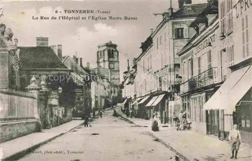 AK / Ansichtskarte  Tonnerre 89 Yonne La Rue de l'Hopital et l'Eglise Notre Dame