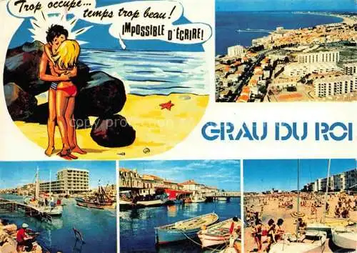 AK / Ansichtskarte  Grau-du-Roi Souvenirs de Vacances Port Plage vue aérienne