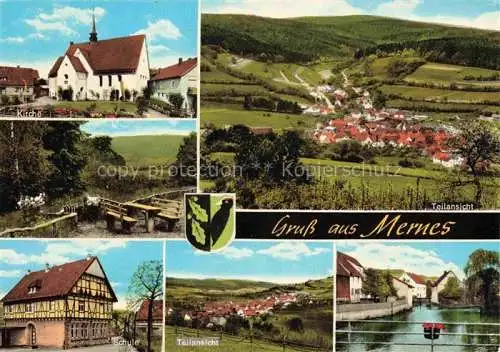 AK / Ansichtskarte  Mernes Bad Soden-Salmuenster Kirche Panorama Schule Feilansichten