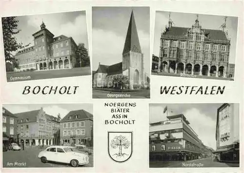 AK / Ansichtskarte  Bocholt Westfalen Gymnasium Georgskirche Rathaus Am Markt Nordstrasse