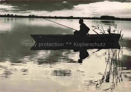 AK / Ansichtskarte  Zbaszyn Bentschen Posen PL Am Bleder See Angler Abendstimmung