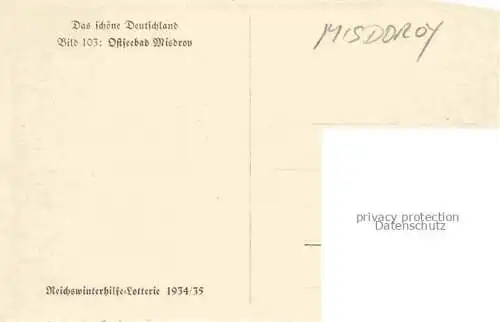 AK / Ansichtskarte  MISDROY Ostseebad Miedzyzdroje PL Kuestenpanorama Serie Das schoene Deutschland Bild 103 Ostseebad Misdroy Reichswinterhilfe-Lotterie 1934/35