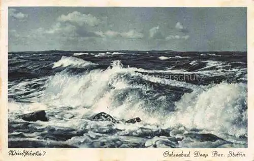 AK / Ansichtskarte  DEEP  Greiffenberg Mrzezyno Ostseebad PL Brandung Stuermische See Windstaerke 7