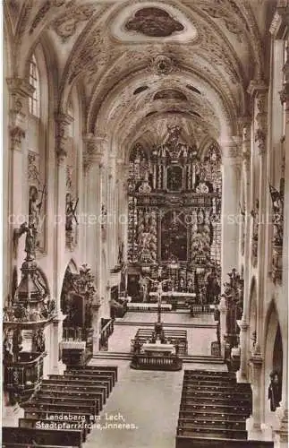 AK / Ansichtskarte  Landsberg Lech Bayern Inneres der Stadtpfarrkirche Altar Trinks-Postkarte