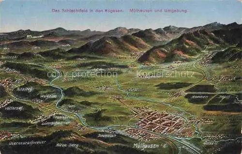 AK / Ansichtskarte  Muelhausen Elsass Panoramakarte Schlachtfeld der Vogesen