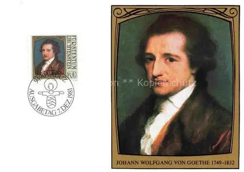 AK / Ansichtskarte  GOETHE Johann Wolfgang von Dichter Briefmarke Fuerstentum Lichtenstein 