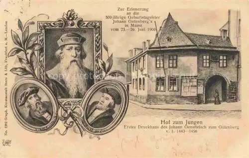 AK / Ansichtskarte  Gutenberg Johannes Buchdruck 500 J. Geburtsfeier Mainz Hof zum jugend