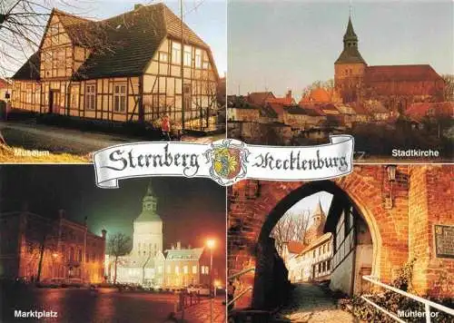 AK / Ansichtskarte  Sternberg Mecklenburg Parchim Museum Stadtkirche Marktplatz Muehlentor