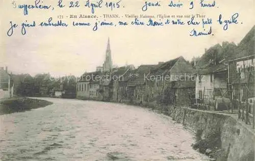 AK / Ansichtskarte  Thann  68 Haut-Rhin Vieilles Maisons l'Eglise et vue sur la Thur