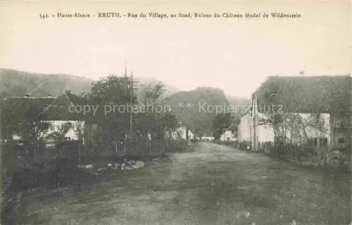 AK / Ansichtskarte  Kruth Krueth 68 Haut-Rhin Rue du Village et Ruines du Chateau de Wildenstein