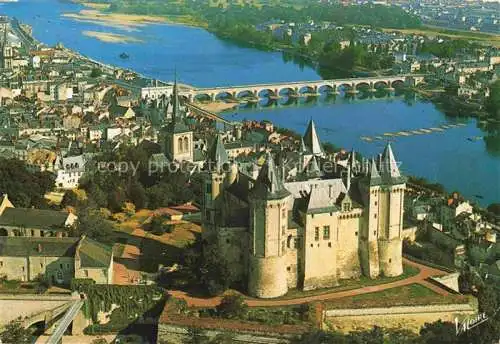 AK / Ansichtskarte  Saumur 49 Maine-et-Loire Château Eglise Saint-Pierre Théâtre Eglise Saint-Nicolas Pont Cessart sur le Loire vue aérienne