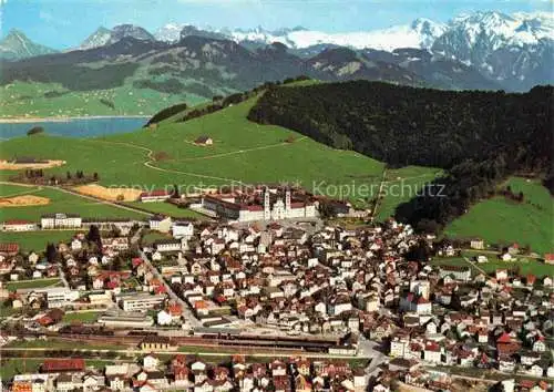 AK / Ansichtskarte  EINSIEDELN  SZ Kloster Sihlsee und Glarner Alpen