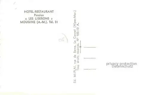 AK / Ansichtskarte  Mougins 06 Alpes-Maritimes Hotel Restaurant Pension Les Liserons