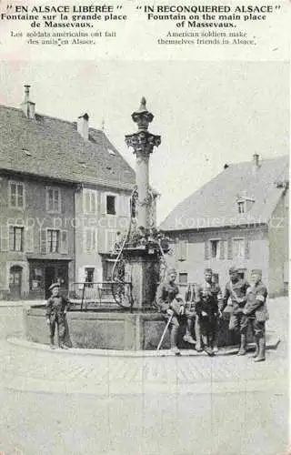 AK / Ansichtskarte  Masevaux Masmuenster 68 Haut-Rhin Fontaine sur la grande place Les soldats americains ont fait des amis en Alsace