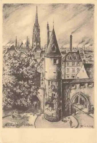 AK / Ansichtskarte  MULHOUSE Muehlhausen 68 Alsace Sauturm mit protestantischer Kirche