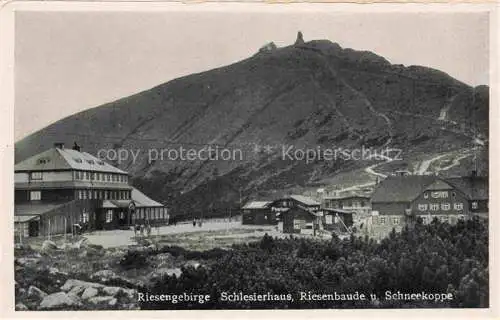 AK / Ansichtskarte  Schlesierhaus Schlesiertalbaude 1400m Riesengebirge PL Riesenbaude und Schneekoppe