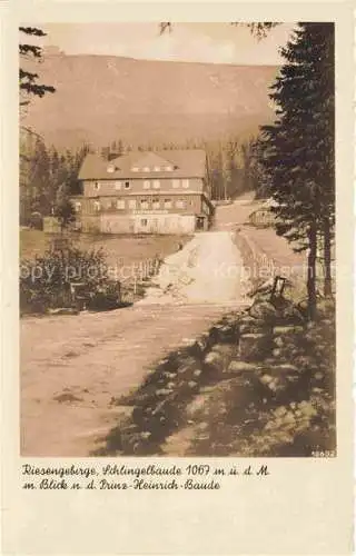 AK / Ansichtskarte  Schlingelbaude Karpacz PL Bergbaude mit Blick nach der Prinz-Heinrich-Baude Riesengebirge