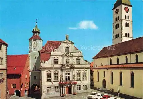 AK / Ansichtskarte  Wangen Allgaeu Bayern Rathaus und St. Marienkirche