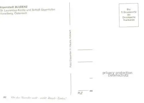 AK / Ansichtskarte  Bludenz Vorarlberg AT St. Laurentiuskirche Schloss Gayenhofen