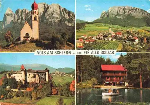 AK / Ansichtskarte  Voels Schlern Suedtirol IT Bergkirche Panorama Schloss Hotel Gaststaette am See