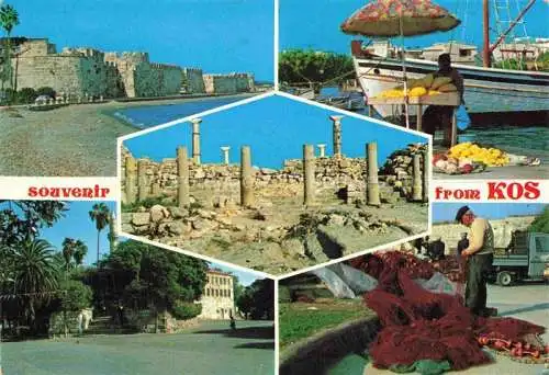 AK / Ansichtskarte  Kos Cos Greece Teilansichten Festung Ruinen Fischer Hafen