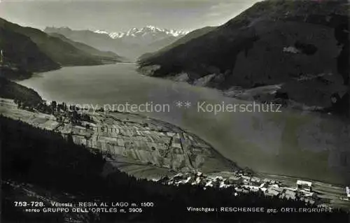 AK / Ansichtskarte  Reschensee Reschen See Tirol Bolzano IT Panorama Blick gegen Ortlergruppe