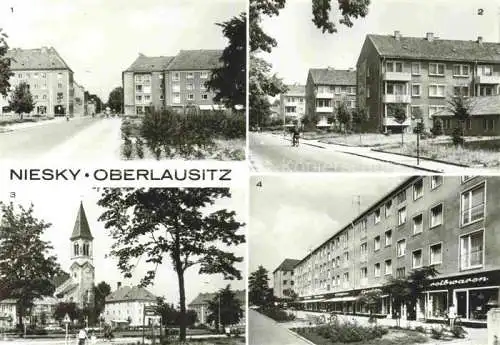 AK / Ansichtskarte  Niesky Oberlausitz Sachsen Zinzendorfplatz AWG Siedlung Gersdorfstrasse Strasse der Befreiung