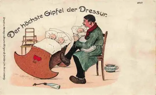 AK / Ansichtskarte  Verlag Bruno Buerger Leipzig Litho Nr. Gipfel der Dressur Babys Babybett Schlafen