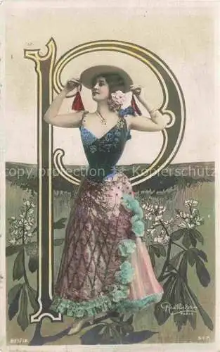AK / Ansichtskarte  Foto Reutlinger Paris Frau Buchstabe P 