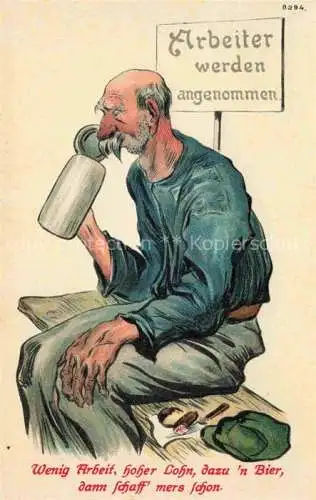 AK / Ansichtskarte  Verlag Buerger Leipzig Litho B.B.& O L Nr. 8394 Arbeit Lohn Bier Mann 