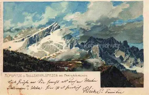 AK / Ansichtskarte  Diemer Zeno Kuenstlerkarte Litho Alpspitz Hoellenthalspitzen Partenkirchen