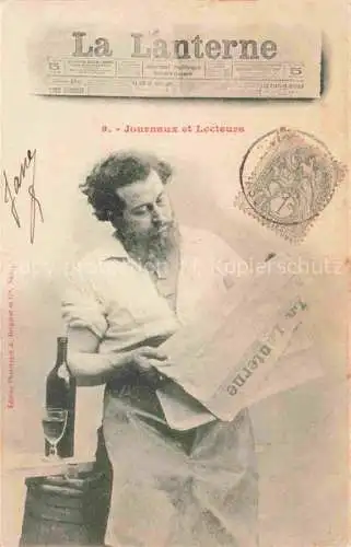 AK / Ansichtskarte  Zeitung Newspaper Journal Giornale-- La Lanterne Mann Wein Journaux et Lectenrs