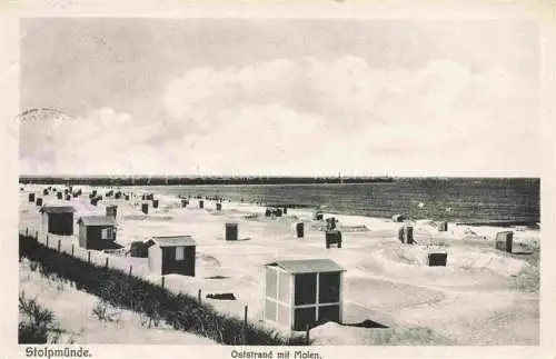 AK / Ansichtskarte  STOLPMueNDE Ostseebad USTKA Pommern PL Oststrand mit Molen