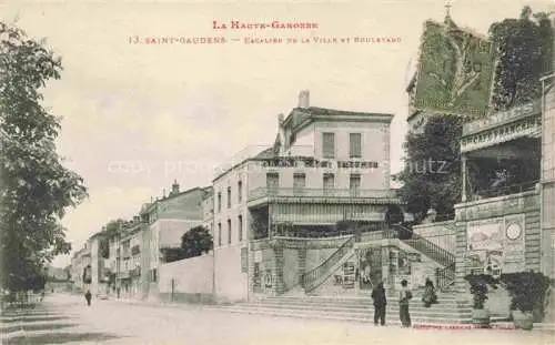 AK / Ansichtskarte  Saint-Gaudens St-Gaudens 31 Haute-Garonne Escalier de la Ville et Boulevard