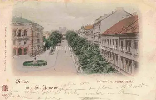 AK / Ansichtskarte  St Johann SAARBRueCKEN Bahnhof mit Reichsstrasse