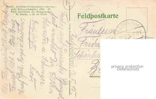 AK / Ansichtskarte  Kuenstlerkarte W. Starke Feldpostkarte russ. poln. Kriegsschauplatz Quartier Idylle Boguzinek