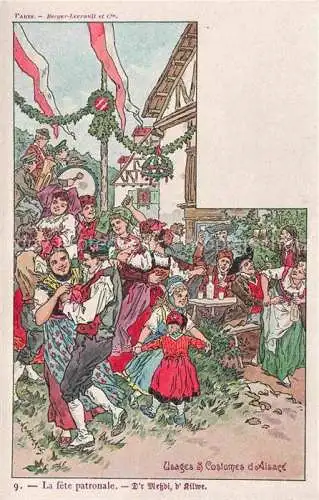 AK / Ansichtskarte  Kauffmann P. Alsace Elsass Kuenstlerlitho La fete patronale Dr Messdi d Rilwe 