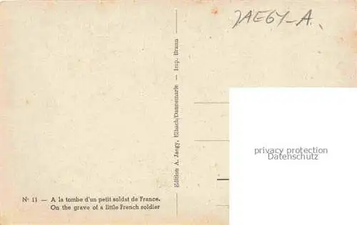 AK / Ansichtskarte  Jaegy A. Alsace Elsass Kuenstlerkarte Soldatengrab France 