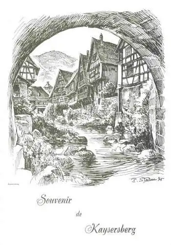 AK / Ansichtskarte  Kaysersberg Kaisersberg Alsace 68 Haut Rhin Vieilles maisons aux bords de la Weiss Dessin B. Sturm Kuenstlerkarte