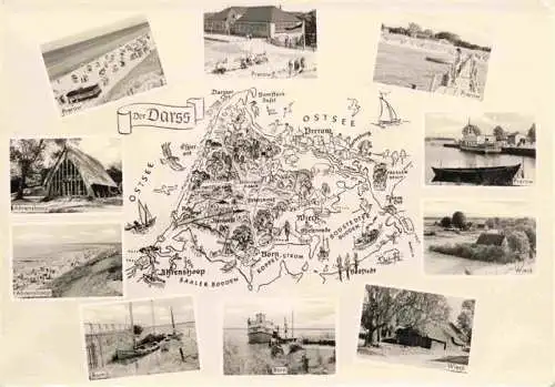 AK / Ansichtskarte  Darss Region Ostsee Landkarte mit Gemeinden der Region