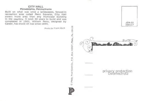 AK / Ansichtskarte  Philadelphia  Pennsylvania USA City Hall aerial view