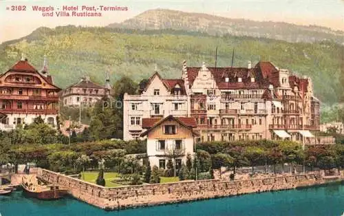 AK / Ansichtskarte  Weggis Vierwaldstaettersee LU Hotel Post Terminus und Villa Rusticana