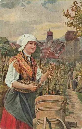 AK / Ansichtskarte HOFFMANN__Heinrich_Kuenstlerkarte Traubenernte im Schloss Reichenweier 