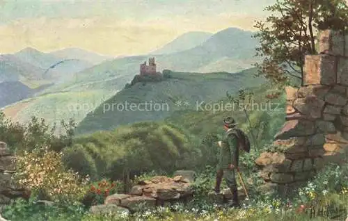 AK / Ansichtskarte HOFFMANN__Heinrich_Kuenstlerkarte Ruine Hohandlau Spesburg mit Hohwald 