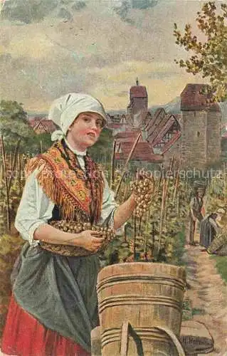 AK / Ansichtskarte HOFFMANN__Heinrich_Kuenstlerkarte Traubenernte im Schloss Reichenweiler