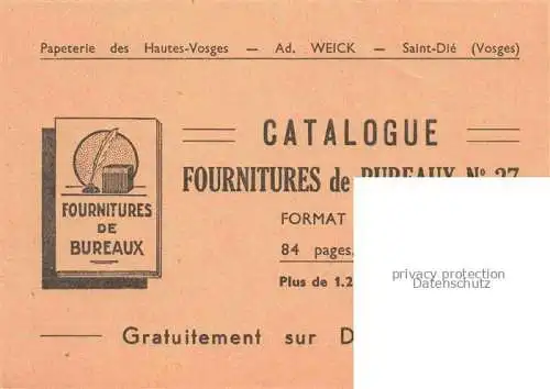 AK / Ansichtskarte  Saint-Die-des-Vosges 88 Vosges Catalogue Fournitures de Bureaux Papeterie des Hautes-Vosges