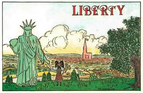 AK / Ansichtskarte  Strasbourg  Strassburg 67 Bas-Rhin Centenaire de la Statue de la Liberté oeuvre de l'Alsacien A. Bartholdi Dessin Marc Ledogar Kuenstlerkarte