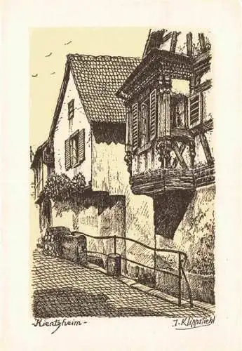 AK / Ansichtskarte  Kientzheim Ribeauville 68 Haut-Rhin Vieilles maisons Dessin par Klippstiehl Kuenstlerkarte